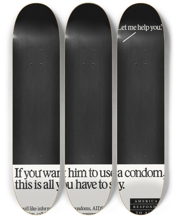 Triptych art skateboard deck of Centers For Disease Control And Prevention Let Me Help You by Centers for Disease Control and Prevention (1946)