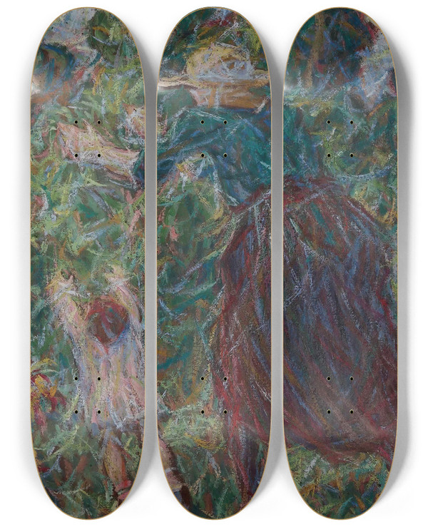Triptych art skateboard deck of Giuseppe Cominetti Papillons by Giuseppe Cominetti (1882-1930)