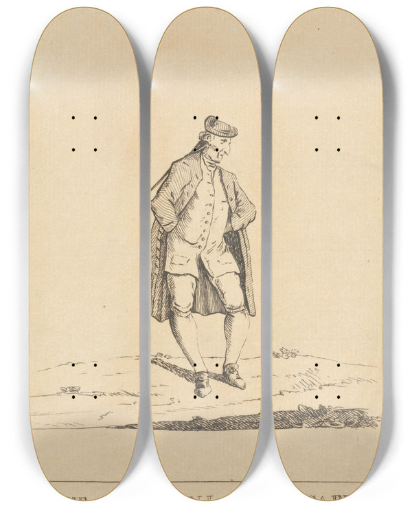 Triptych art skateboard deck of Mary Darly The Apothecary by Mary Darly (1756-1779)