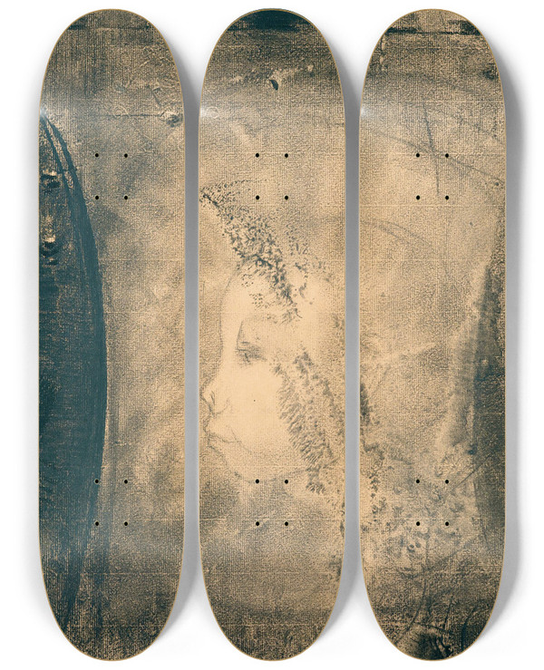 Triptych art skateboard deck of Odilon Redon Linfante by Odilon Redon (1840-1916)