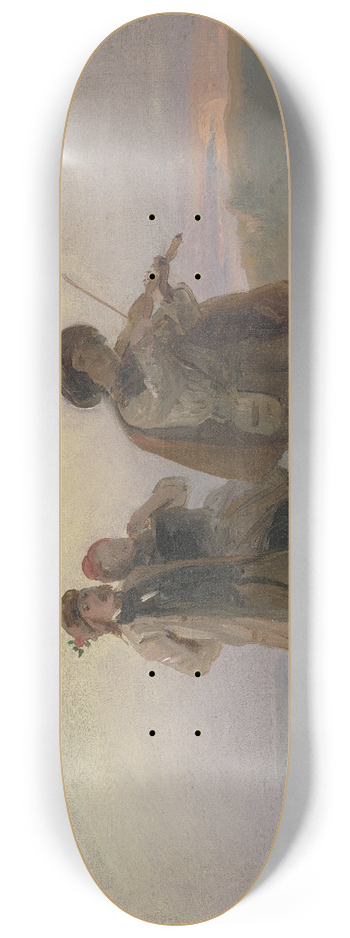 Jakob Becker - Abendlicher Spaziergang, Geiger und Bauernpaar auf den Feldern 8.25 inch art skate deck