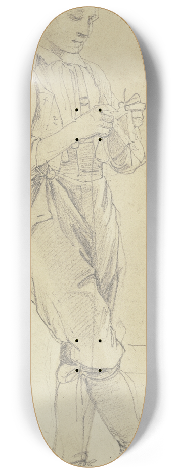 Jakob Becker - Angelehnt stehender Junge, strickend 8.25 inch art skate deck