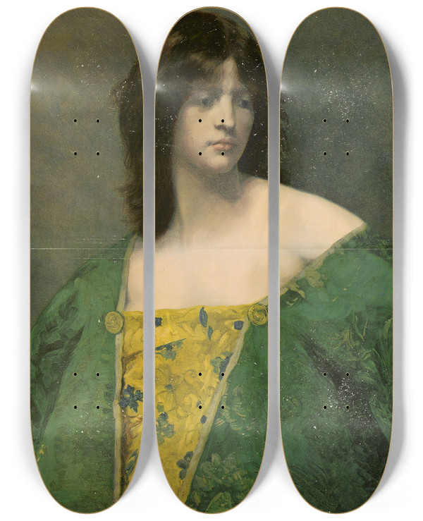 Triptych art skateboard deck of Juana Romani Thodora by Juana Romani (1867-1923)