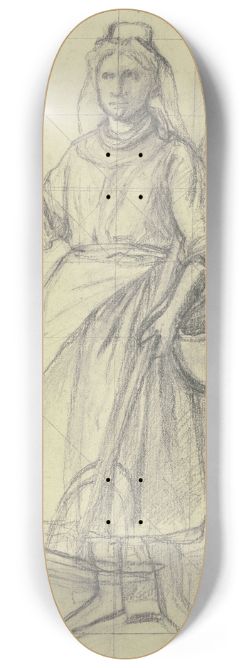 Jakob Becker - Bauernmdchen mit Rechen und Korb 8.25 inch art skate deck