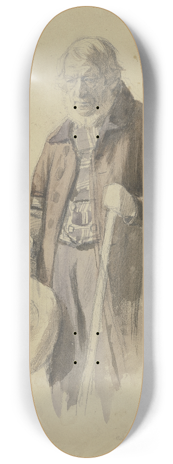 Jakob Becker - Brtiger Mann mit abgenommenen Hut und Mantel ber dem Arm, in der Linken ein Stab 8.25 inch art skate deck