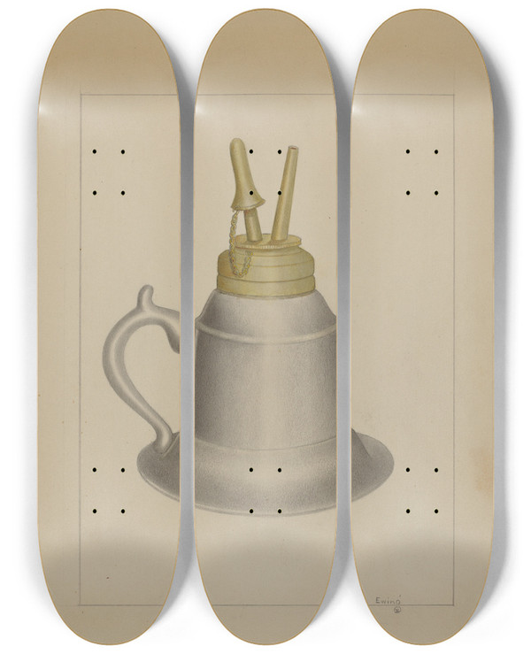 Triptych art skateboard deck of Burton Ewing Lamp_2 by Burton Ewing