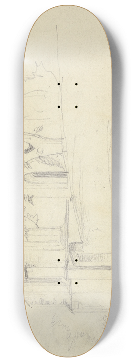 Jakob Becker - Chor einer gotischen Kirche und Kirchhof 8.25 inch art skate deck