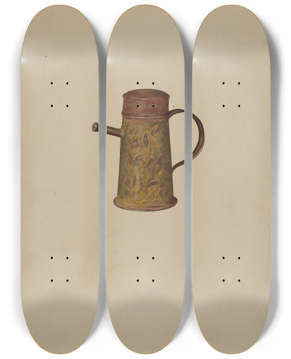 Triptych art skateboard deck of Christabel Scrymser Nursing Bottle by Christabel Scrymser