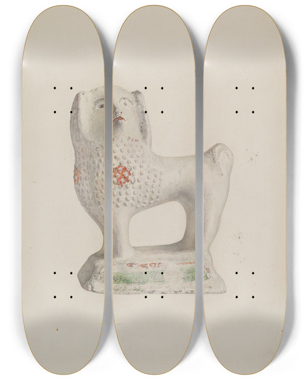 Triptych art skateboard deck of Sadie Berman Chalkware Dog_3 by Sadie Berman