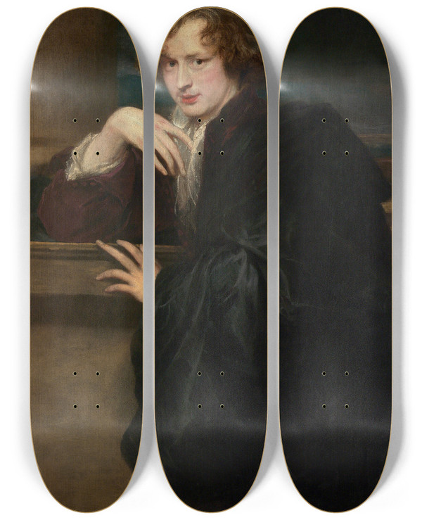 Triptych art skateboard deck of Anthony Van Dyck Selfportrait Ca by Anthony Van Dyck (1599-1641)