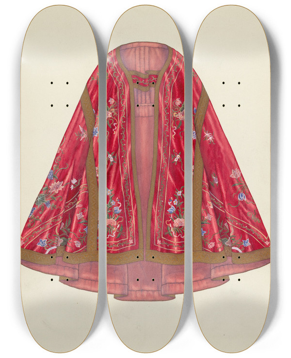 Triptych art skateboard deck of Syrena Swanson Ecclesiastical Vestment Front View by Syrena Swanson