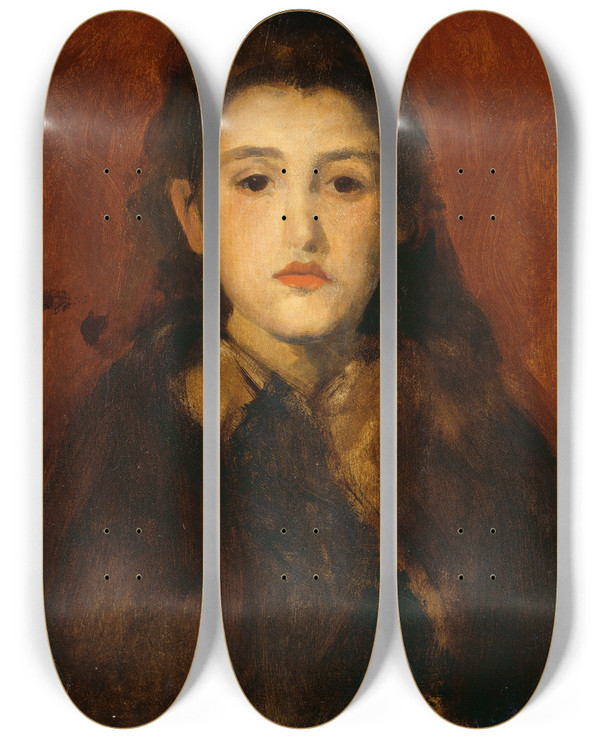Triptych art skateboard deck of James Abbott Mcneill Whistler Alice Butt by James Abbott Mcneill Whistler (1834-1903)