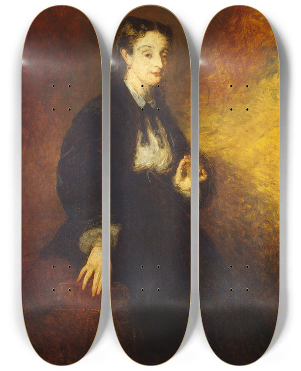 Triptych art skateboard deck of Adolphe Monticelli Madame Cahen by Adolphe Monticelli (1824-1886)