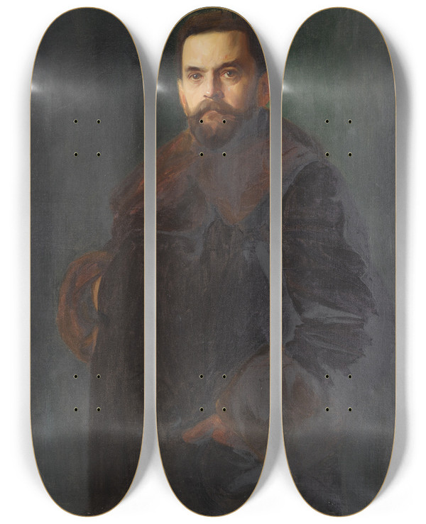 Triptych art skateboard deck of Bernhard Sterman Axel Lindman by Bernhard Osterman (1870-1938)
