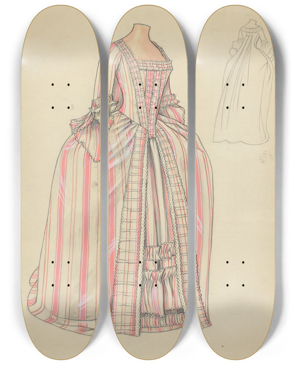 Triptych art skateboard deck of Jean Peszel Dress_4 by Jean Peszel