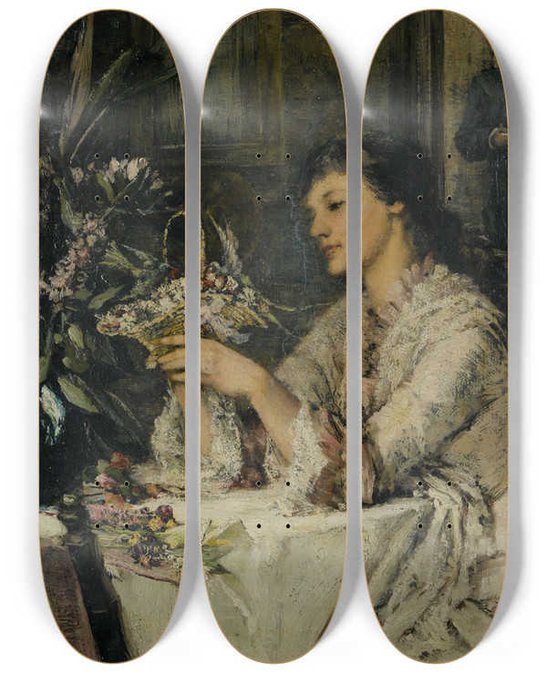 Triptych art skateboard deck of William St John Harper Easter Morning by William St John Harper (1851-1910)