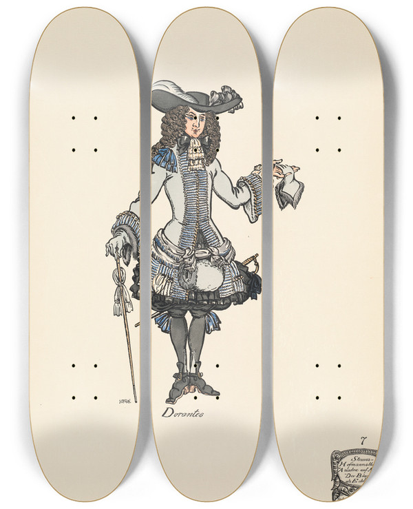 Triptych art skateboard deck of Ernst Stern Dorantes by Ernst Stern (1876-1954)