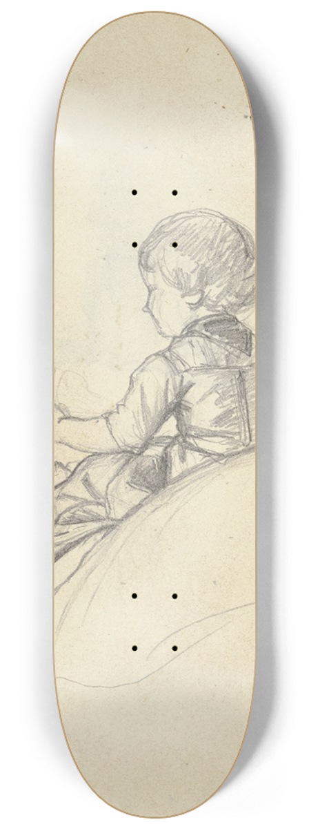 Jakob Becker - Sitzendes kleines Mdchen, Rckenfigur 8.25 inch art skate deck