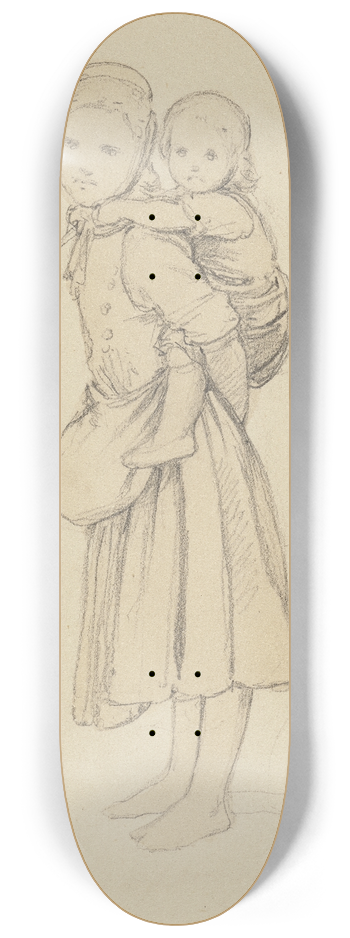 Jakob Becker - Stehendes Mdchen, ein Kleinkind auf dem Rcken tragend 8.25 inch art skate deck