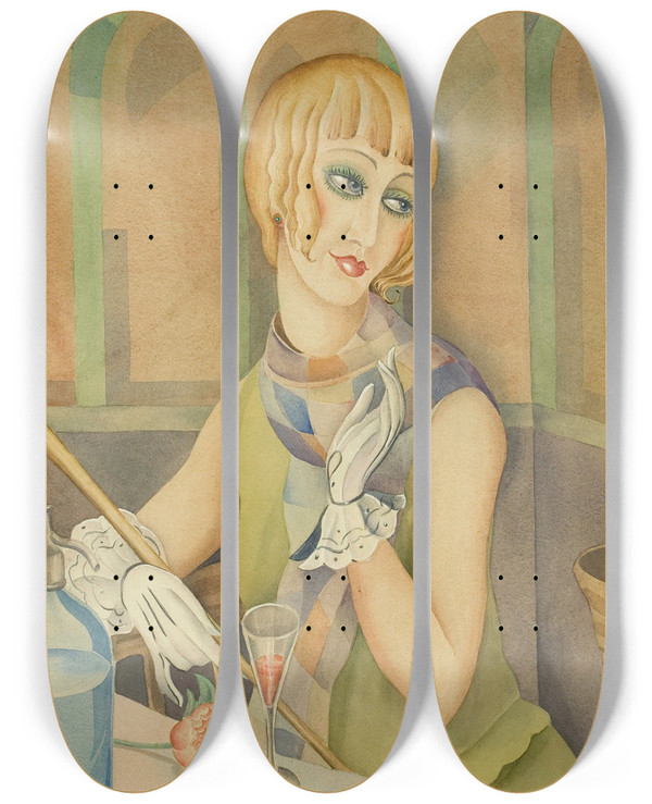 Triptych art skateboard deck of Gerda Wegener Lili Elbe by Gerda Wegener (1886-1940)