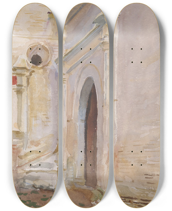 Triptych art skateboard deck of John Singer Sargent Arched Doorway by John Singer Sargent (1856-1925)