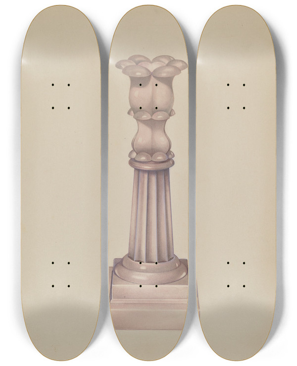 Triptych art skateboard deck of Charles Caseau Candlestick_1 by Charles Caseau (1880)
