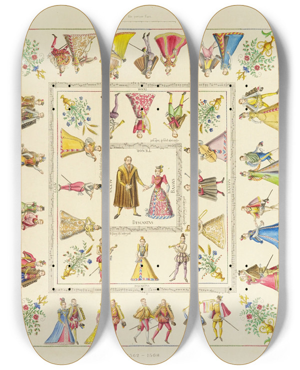 Triptych art skateboard deck of Carl Becker Kunstwerke Und Gerathschaften Des Mittelalters Und Der Renaissance Pl45 by Carl Becker (19-)