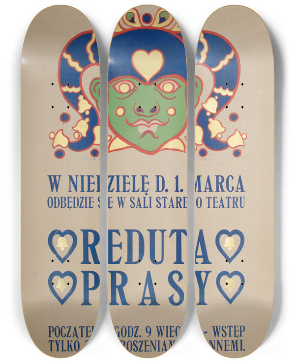 Triptych art skateboard deck of Eugeniusz Ludwik Dbrowadbrowski Reduta Prasy_2 by Eugeniusz Ludwik Dabrowa Dabrowski (1870-1941)