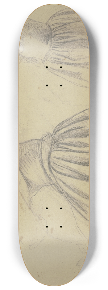 Jakob Becker - Studienblatt; Rckansicht einer auf dem Boden knienden Frau im verlorenen Profil und eines kleinen Mdchens mit erhobenen Armen 8.25 inch art skate deck