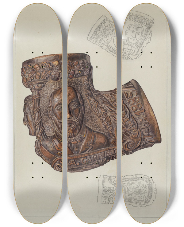 Triptych art skateboard deck of Carl Keksi Pipe Bowl_2 by Carl Keksi