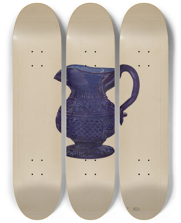 Triptych art skateboard deck of Janet Riza Cream Pitcher_6 by Janet Riza (20-)