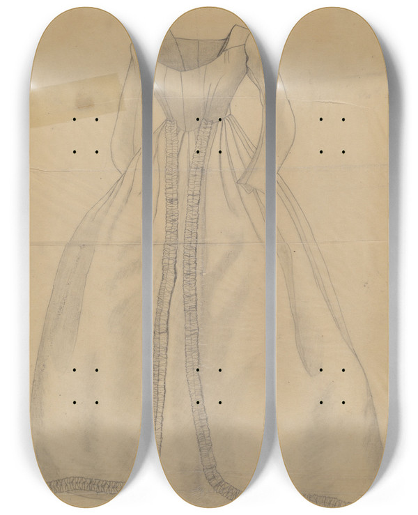 Triptych art skateboard deck of Mary E Humes Wedding Dress_2 by Mary E Humes (20-)