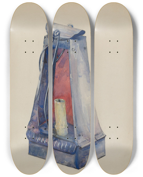 Triptych art skateboard deck of John Oster Lantern by John Oster