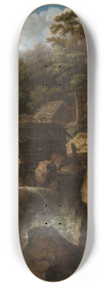 Allaert van Everdingen - Swedish Landscape with a Waterfall 8.25 inch art skate deck