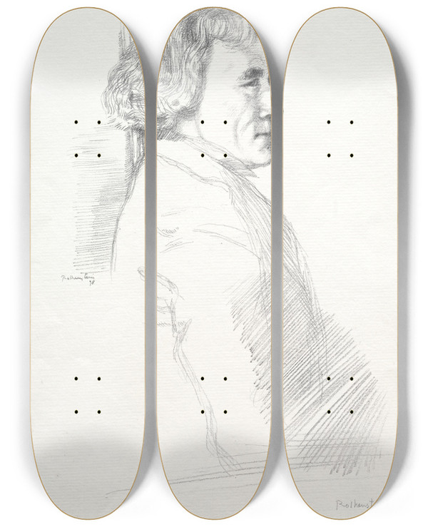 Triptych art skateboard deck of William Rothenstein Sir Henry Irving by William Rothenstein (1872-1945)