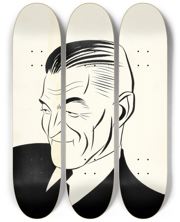 Triptych art skateboard deck of Stephen Ernest Thurtle by Stephen (20-)