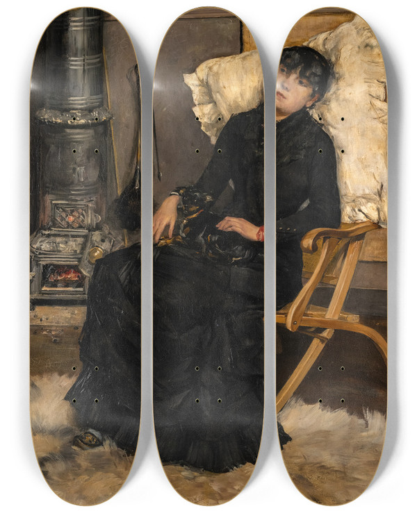 Triptych art skateboard deck of Ernst Josephson Convalescent by Ernst Josephson (1851-1906)