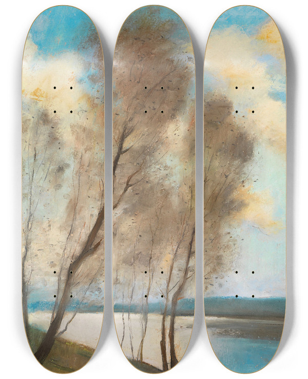Triptych art skateboard deck of Lesser Ury Frhling by Lesser Ury (1861-1931)