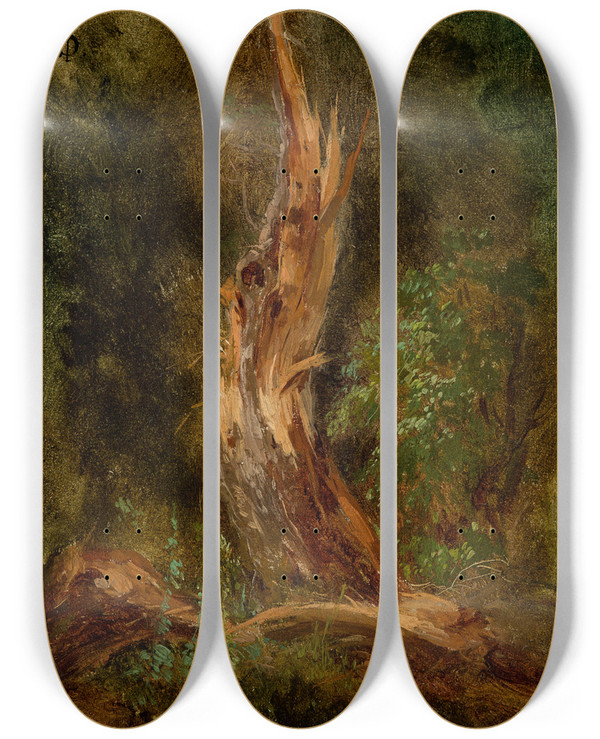 Triptych art skateboard deck of Jzef Szermentowski Volhynian Forest by Jozef Szermentowski (1833-1876)