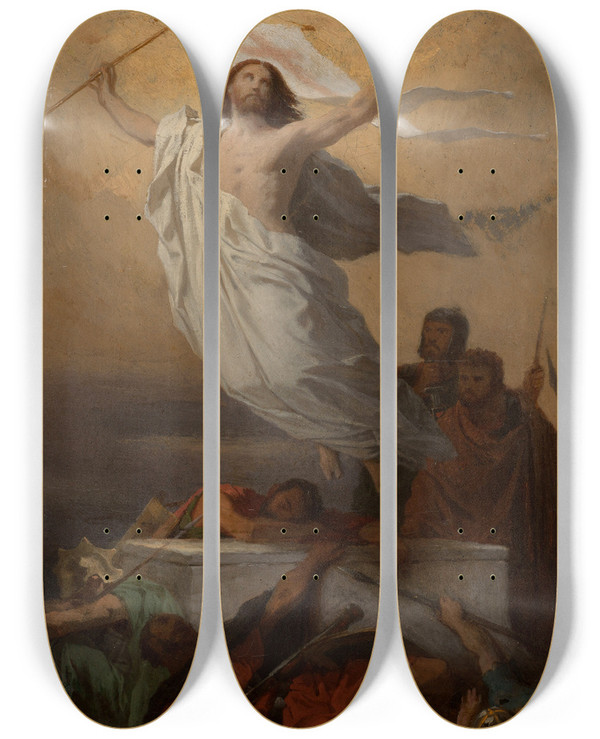 Triptych art skateboard deck of Mile Signol La Rsurrection Du Christ by mile Signol (1804-1892)