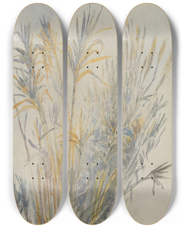 Triptych art skateboard deck of Barbara Bodichon Sketchbook_12 by Barbara Bodichon (1827-1891)
