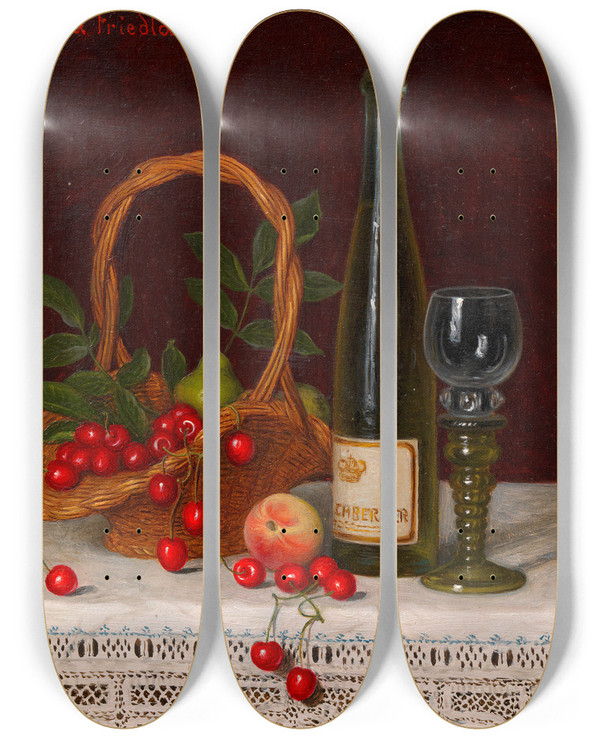 Triptych art skateboard deck of Camilla Friedlnder Stillleben by Camilla Friedlander (1856-1928)
