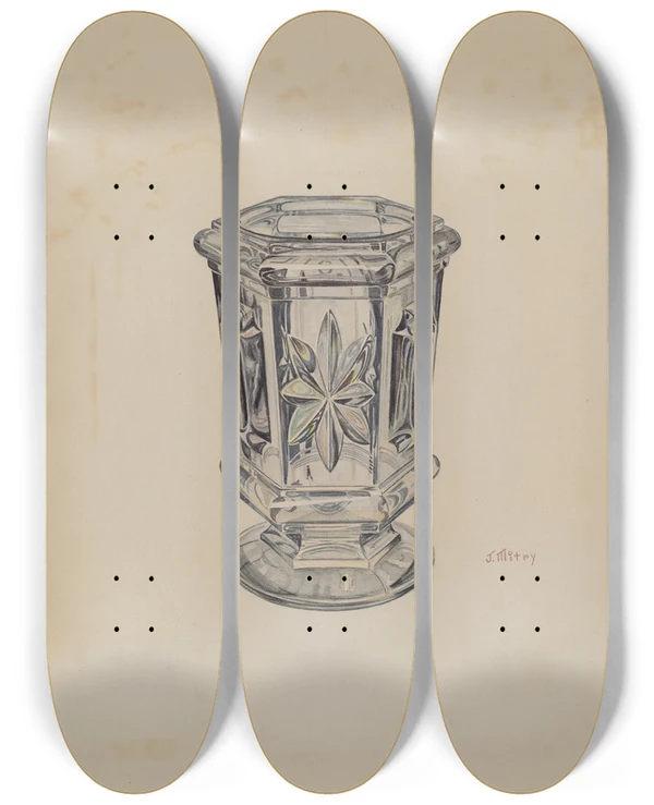 Triptych art skateboard deck of Joseph Mitry Spoon Holder by Joseph Mitry
