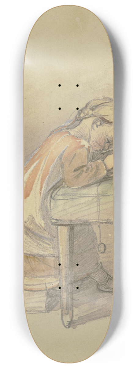 Jakob Frchtegott Dielmann - Writing girl 8.25 inch art skate deck