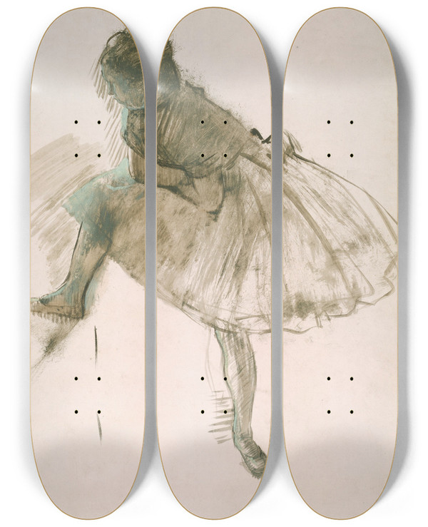 Triptych art skateboard deck of Edgar Degas Study Of A Ballet Dancer by Edgar Degas (1834-1917)