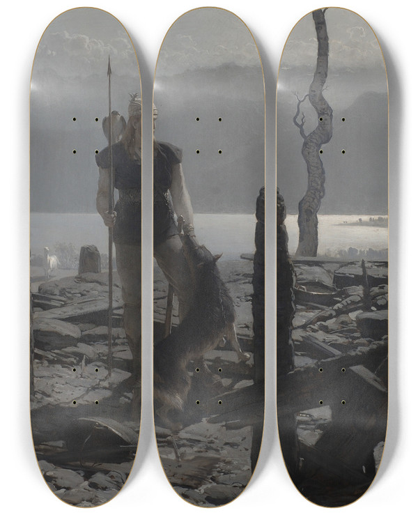 Triptych art skateboard deck of August Malmstrm Return Of Frithiof by August Malmstrom (1829-1901)