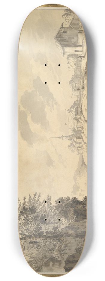 Jakob Philipp Hackert - View of Svenarum in the Province of Smland, Sweden 8.25 inch art skate deck