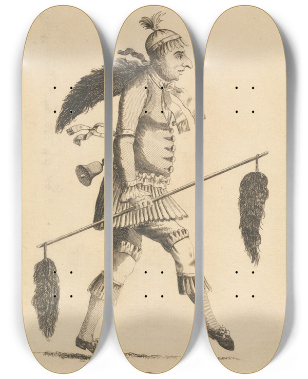 Triptych art skateboard deck of Mary Darly The Original by Mary Darly (1756-1779)