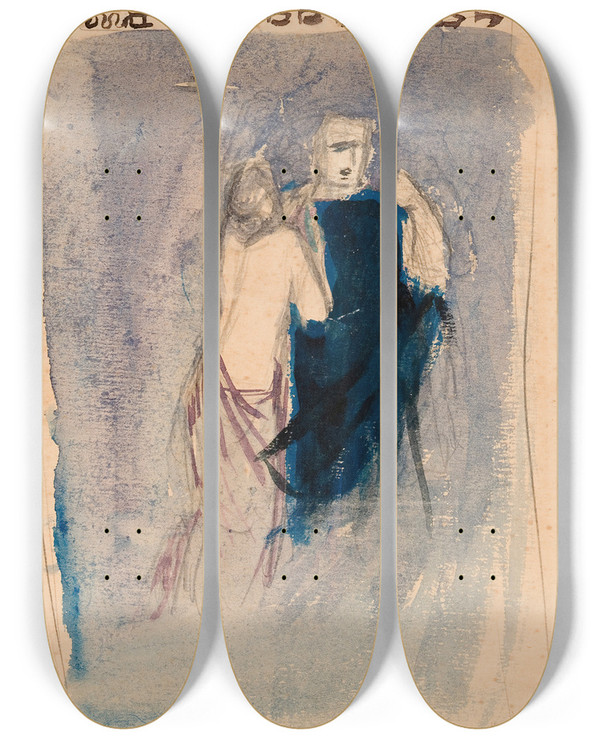 Triptych art skateboard deck of Magnus Enckell Study by Magnus Enckell (1870-1925)