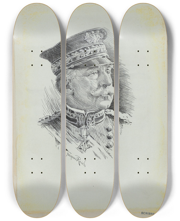 Triptych art skateboard deck of Jacques Reich Nelson Appleton Miles by Jacques Reich (1852-1923)